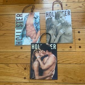 Hollister Retro Vintage Paper Shopping Bags Lot of 3